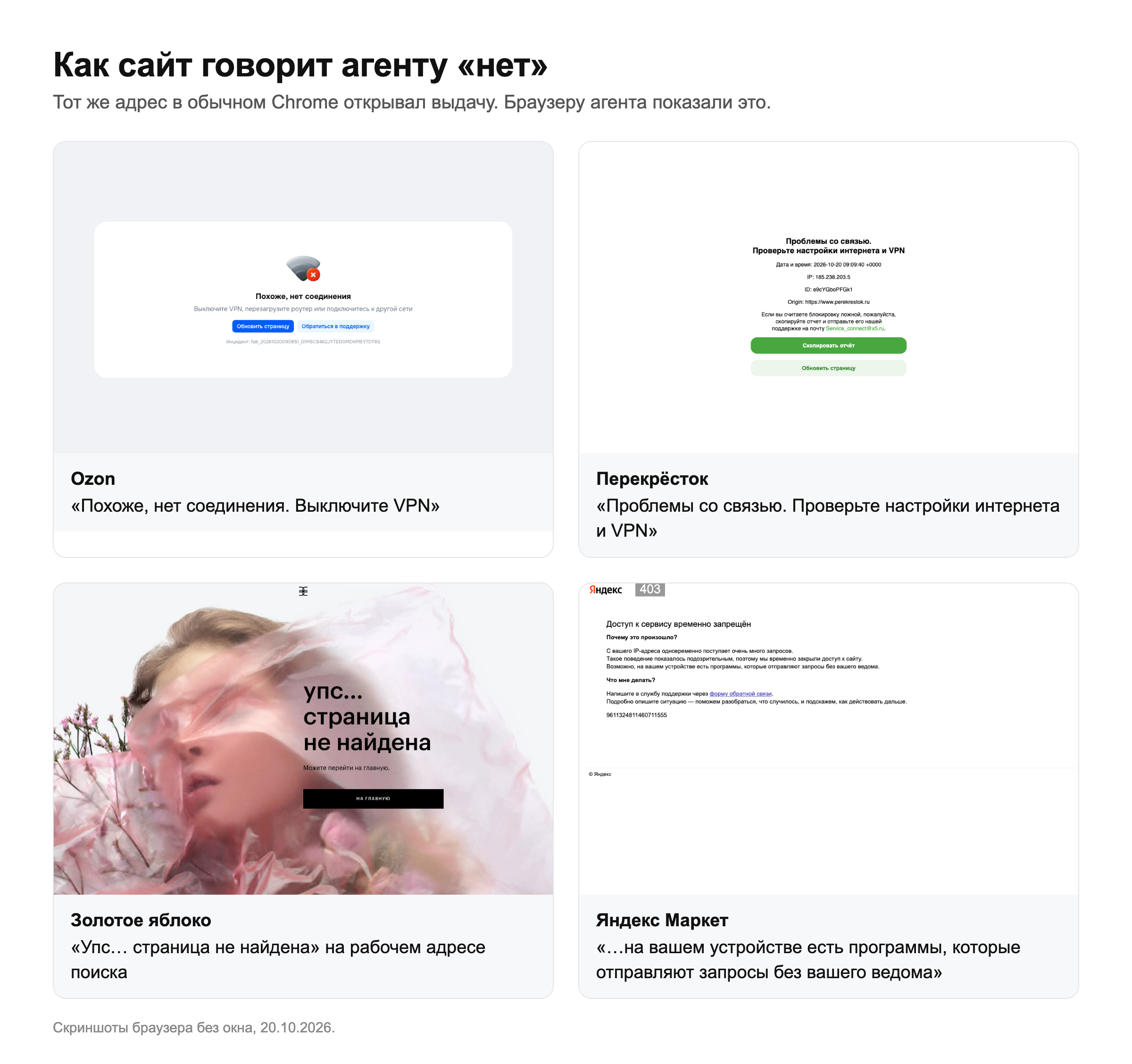 Как сайт говорит агенту «нет»